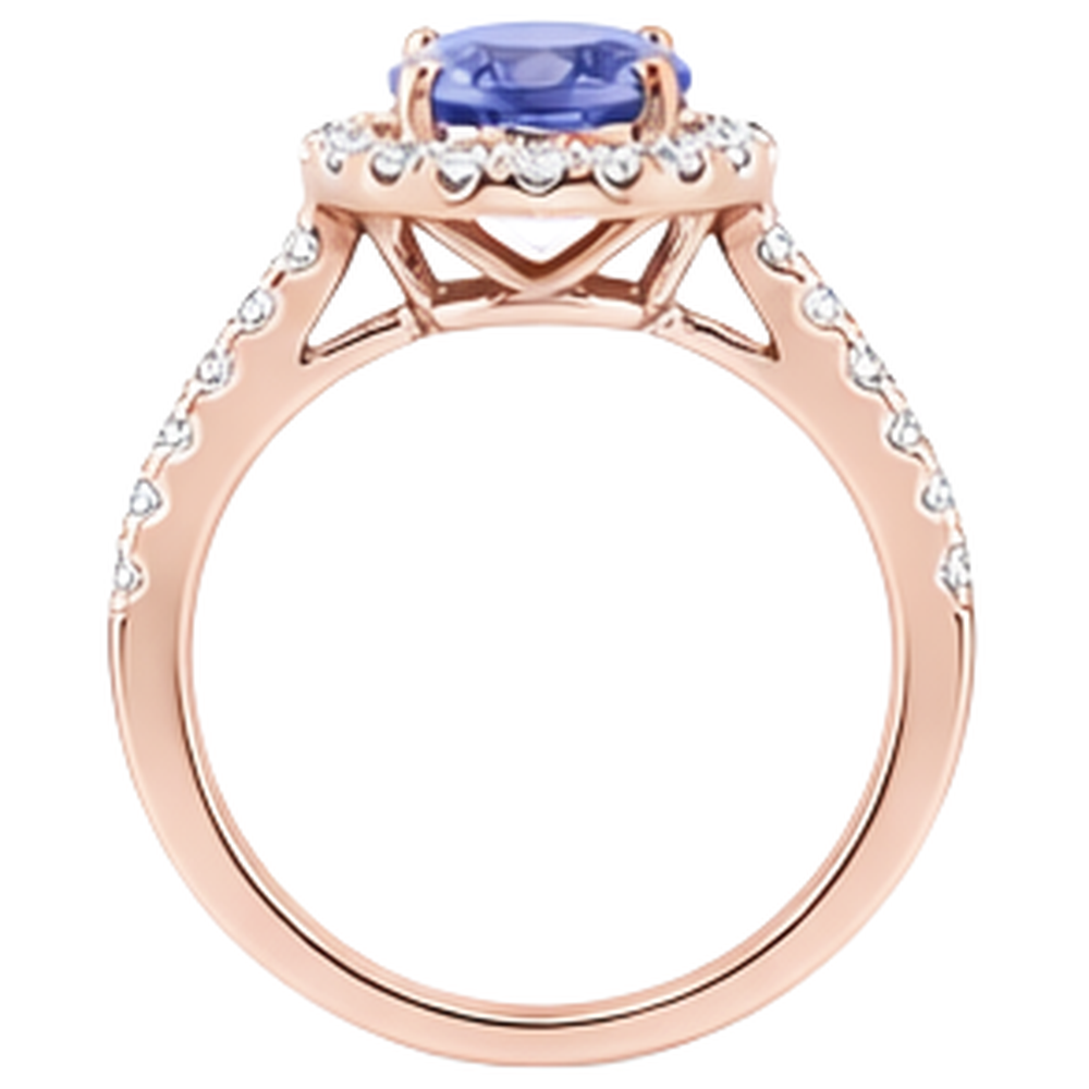 natural round tanzanite 15.40ct ring on white background