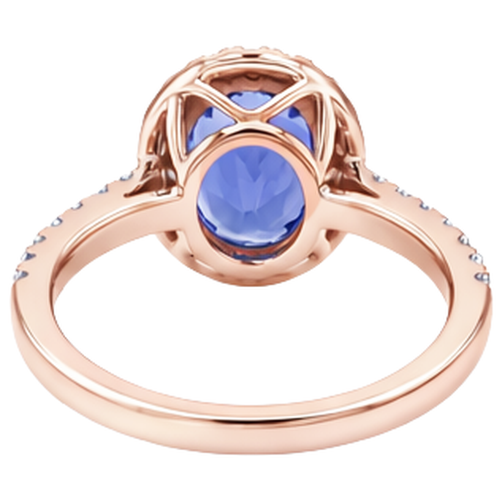 natural round tanzanite 15.40ct ring with diamond accents