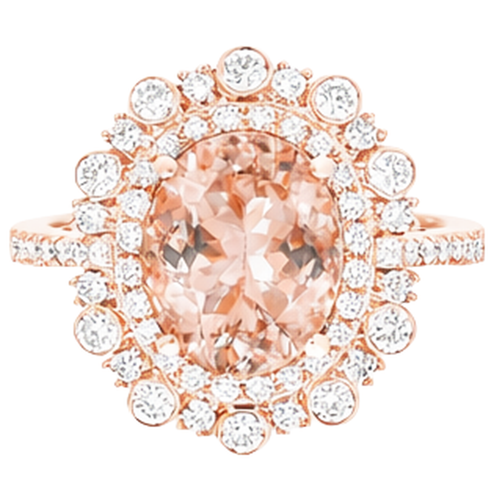 Rose Gold 14K 18 Ct Morganite With Natural Earth Mined Diamond ( Not Lab Grown )s Wedding Ring New