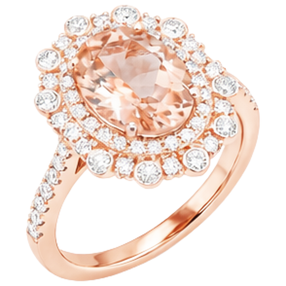 Rose Gold 14K 18 Ct Morganite With Natural Earth Mined Diamond ( Not Lab Grown )s Wedding Ring New