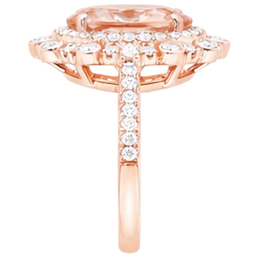 Rose Gold 14K 18 Ct Morganite With Natural Earth Mined Diamond ( Not Lab Grown )s Wedding Ring New