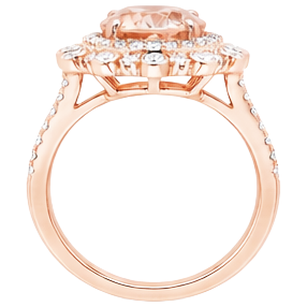 Rose Gold 14K 18 Ct Morganite With Natural Earth Mined Diamond ( Not Lab Grown )s Wedding Ring New