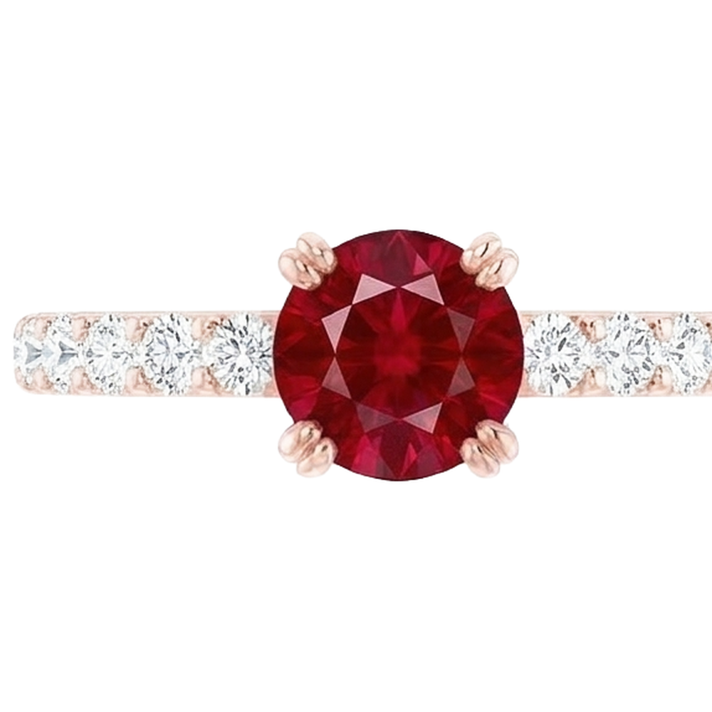 natural round ruby 2.50ct ring top view