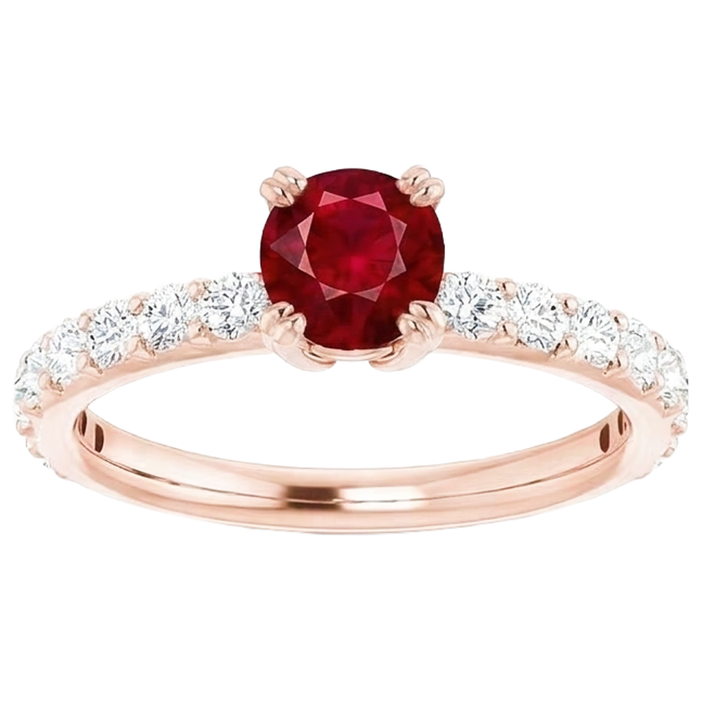 natural round ruby 2.50ct ring profile view