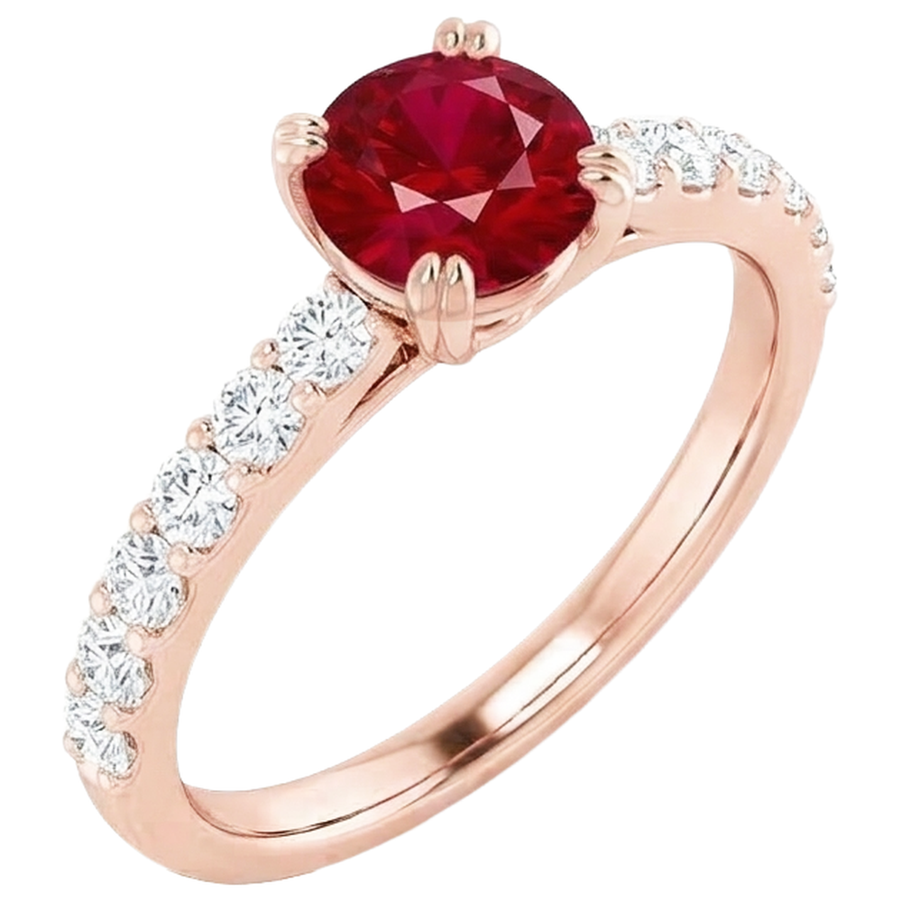 natural round ruby 2.50ct ring on white background