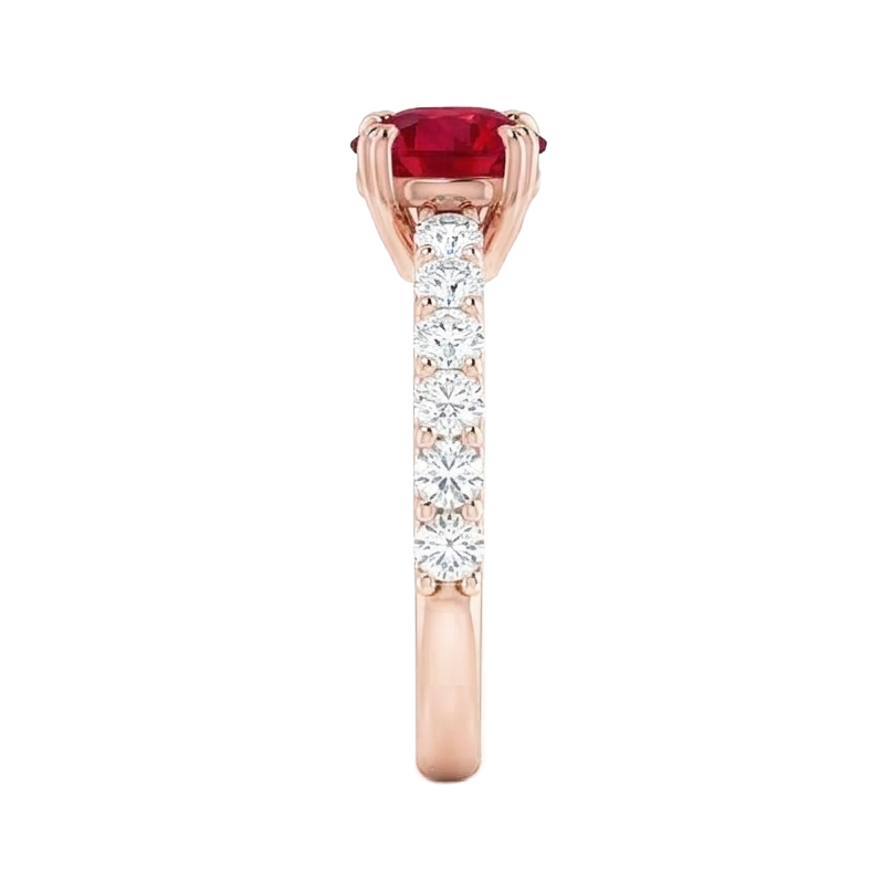 natural round ruby 2.50ct ring with diamond accents