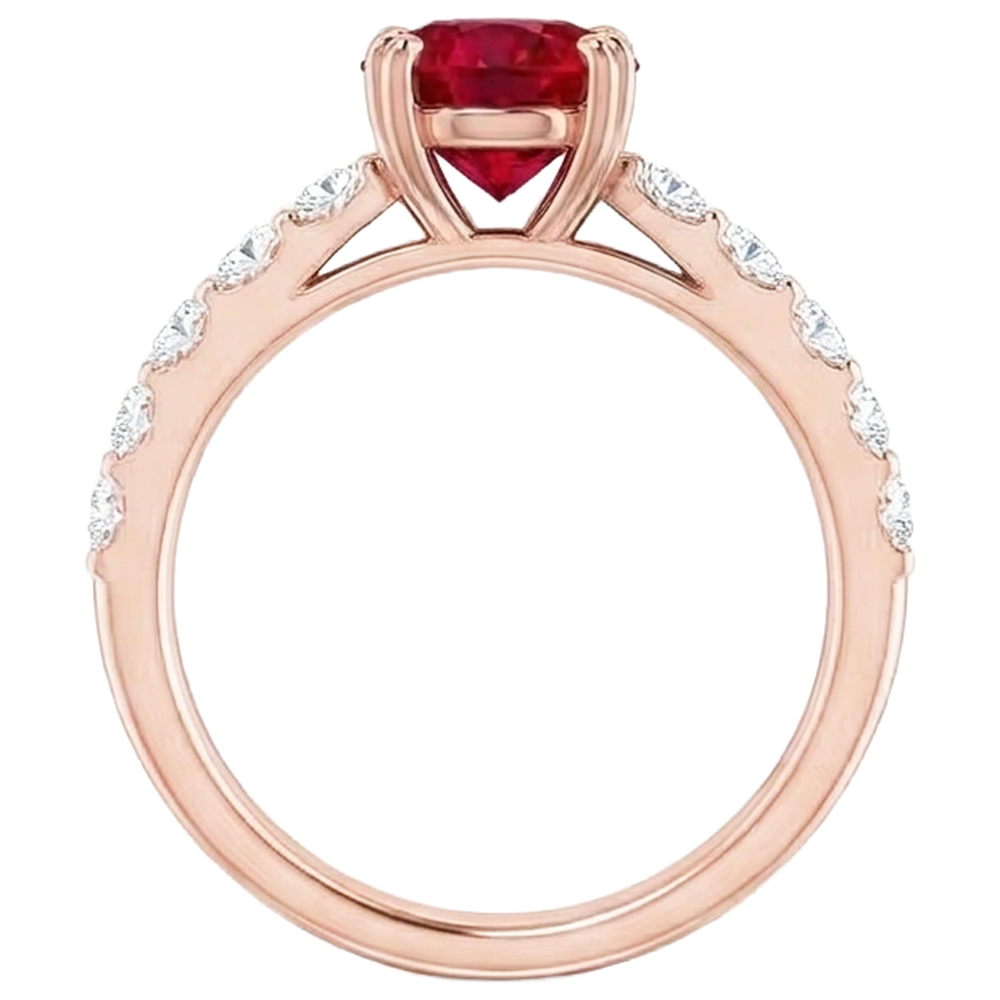 natural round ruby 2.50ct ring band detail