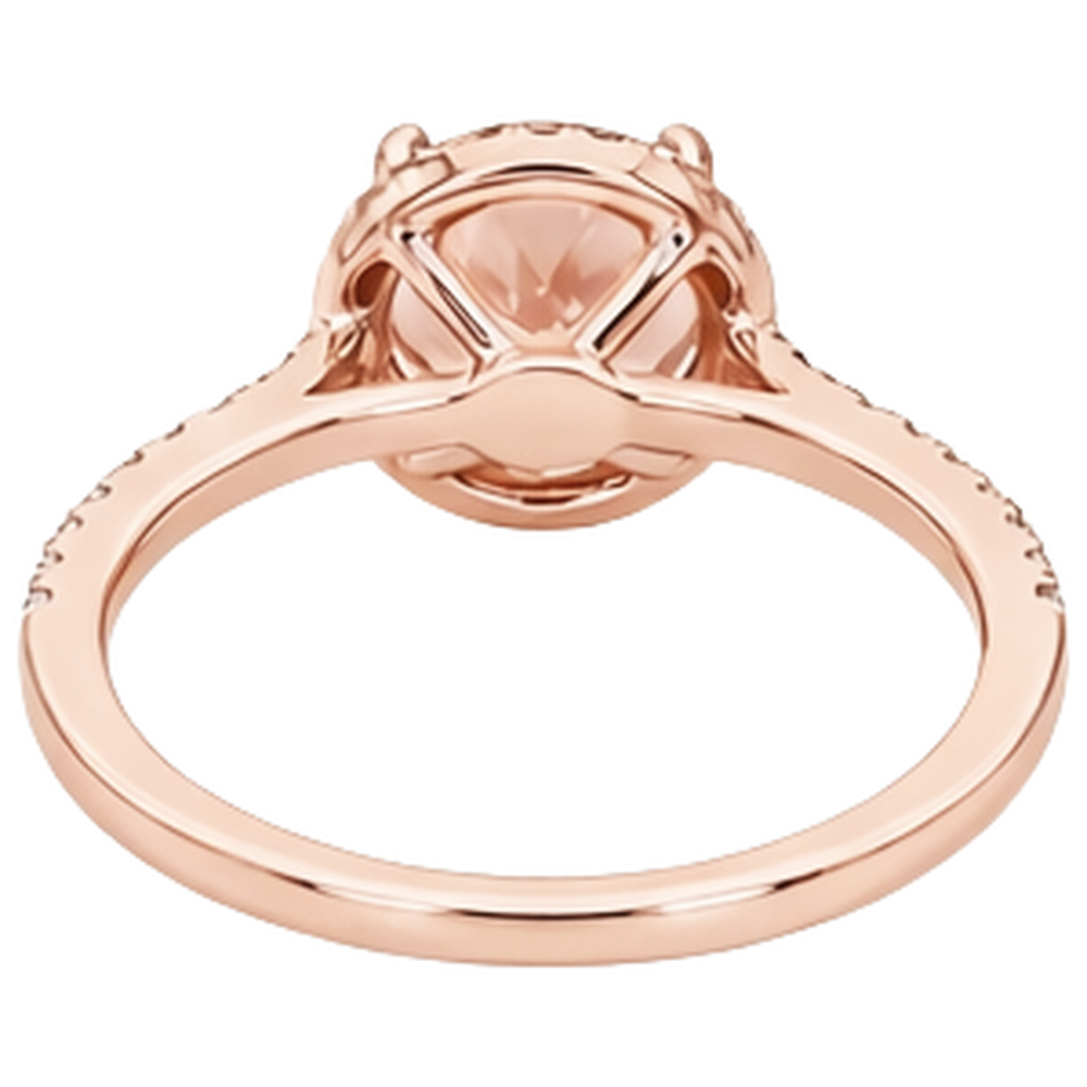 Rose Gold 14K 9 Carats Round Cut Morganite And Natural Earth Mined Diamond ( Not Lab Grown )s Ring New