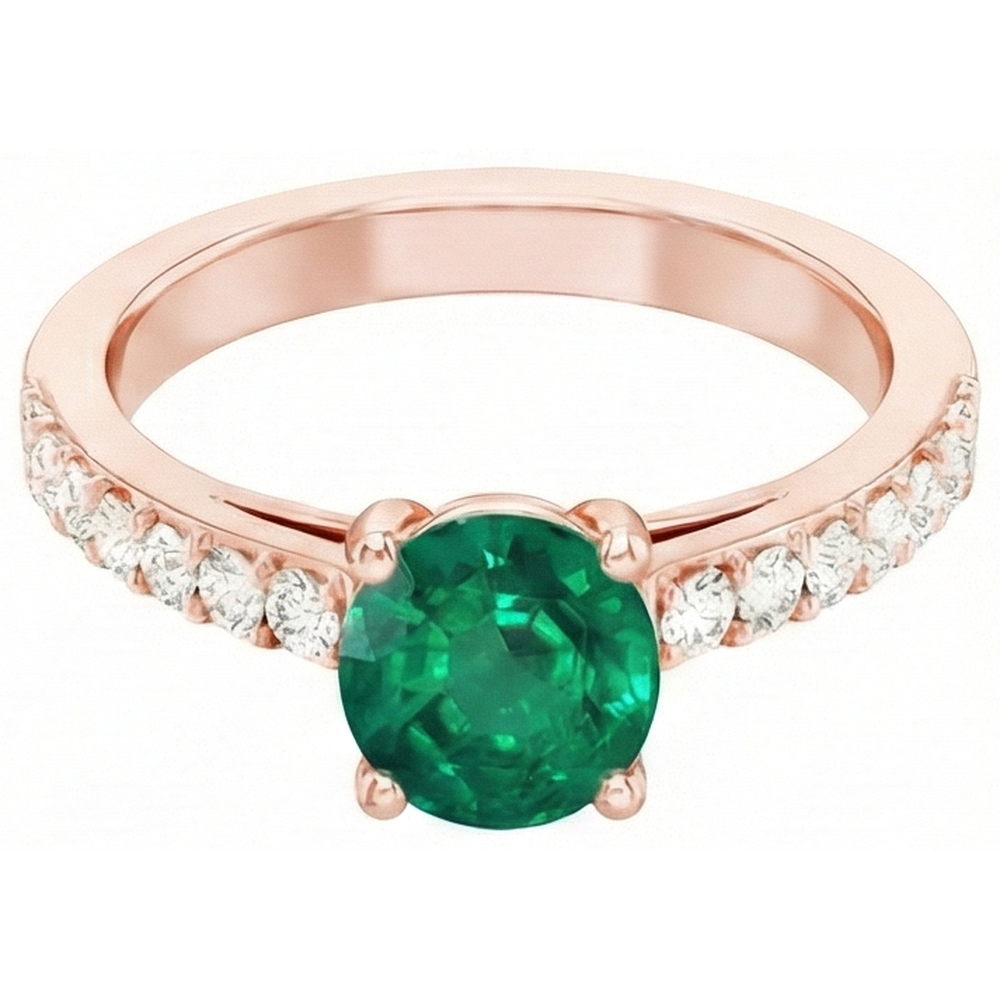 natural round emerald 2.50ct ring profile view