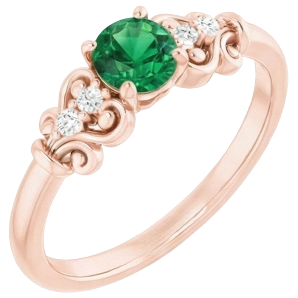 natural round emerald 1.40ct ring profile view
