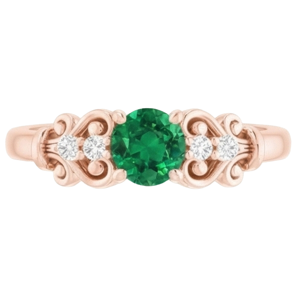 natural round emerald 1.40ct ring side angle