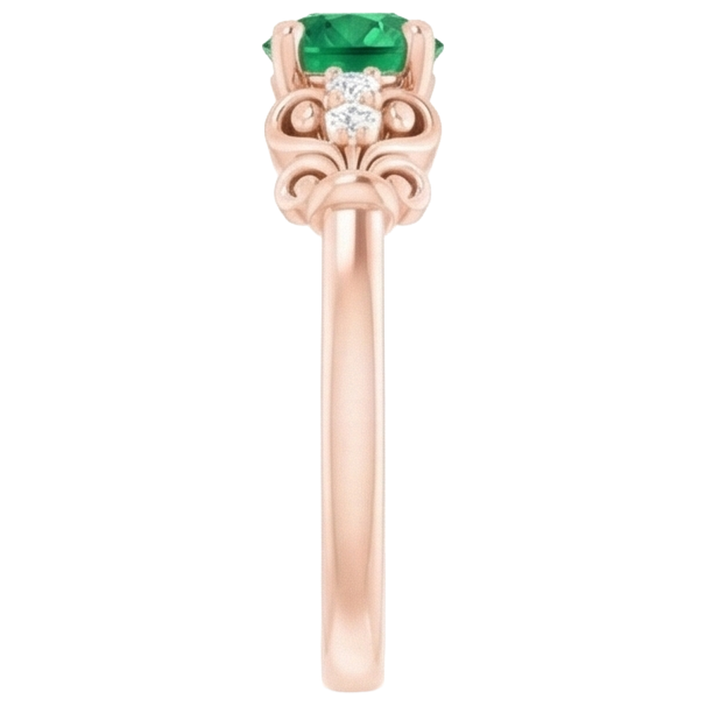 natural round emerald 1.40ct ring with diamond accents