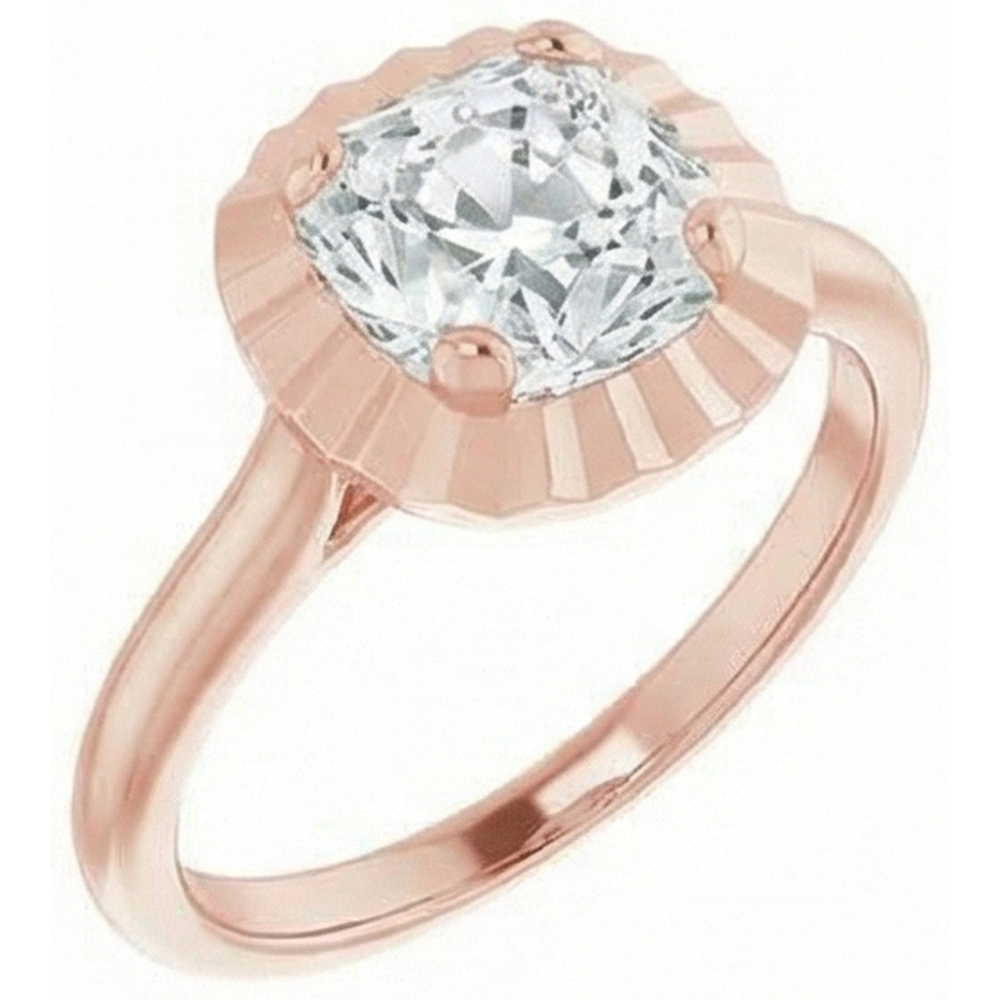 Rose Gold 4.25 Carat Real Cushion Natural Earth Mined Diamond ( Not Lab Grown ) Ring