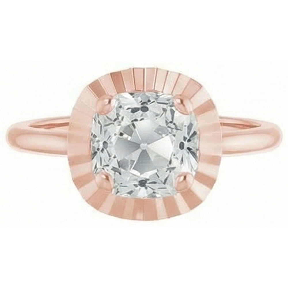 Rose Gold 4.25 Carat Real Cushion Natural Earth Mined Diamond ( Not Lab Grown ) Ring