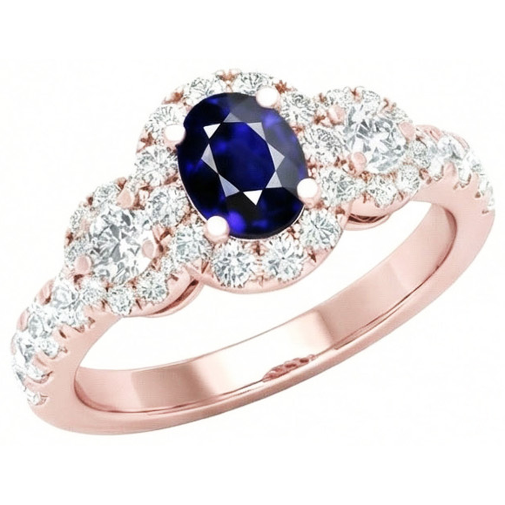 natural round sapphire 5.50ct ring front view