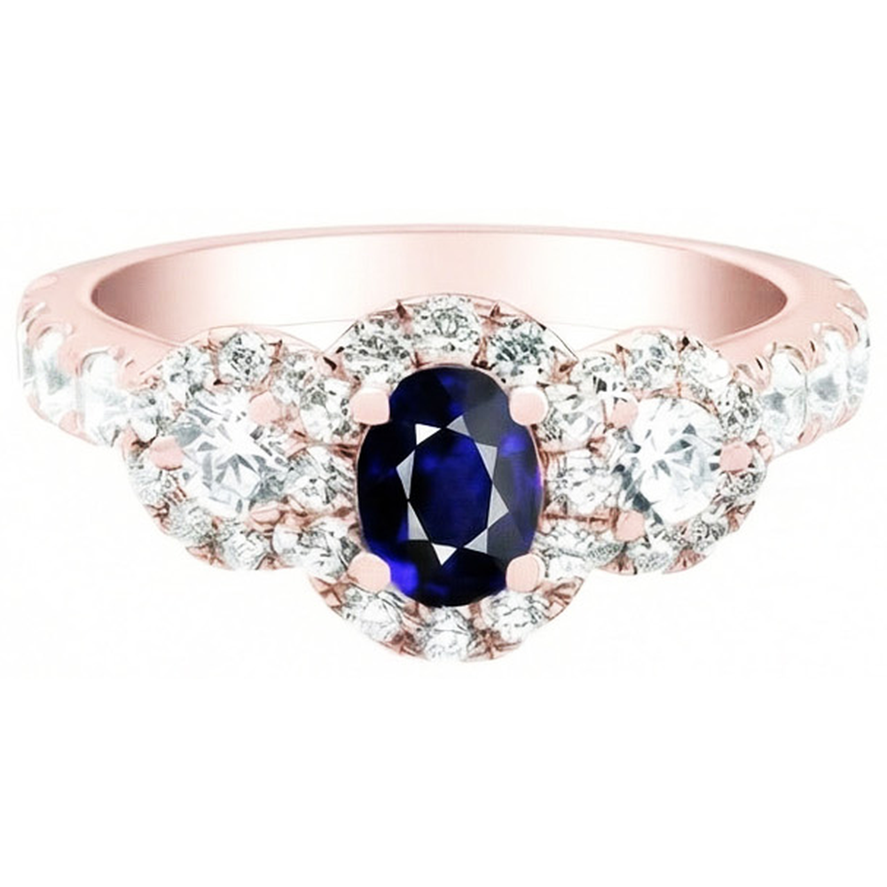 natural round sapphire 5.50ct ring top view