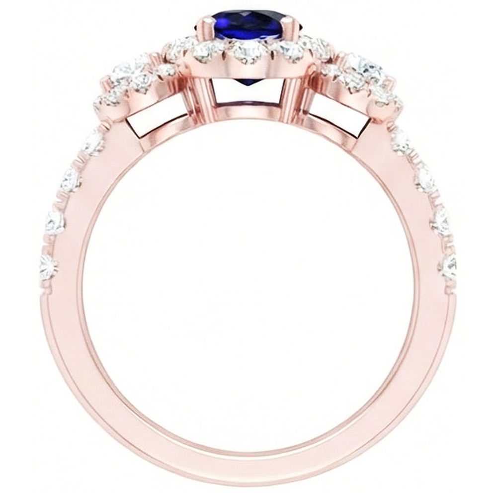 natural round sapphire 5.50ct ring profile view
