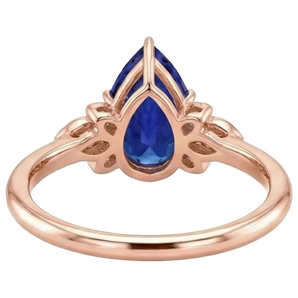 Rose Gold Natural Earth Mined Diamond ( Not Lab Grown ) Engagement Ring Pear Cut Ceylon Sapphire 7.25 Carats