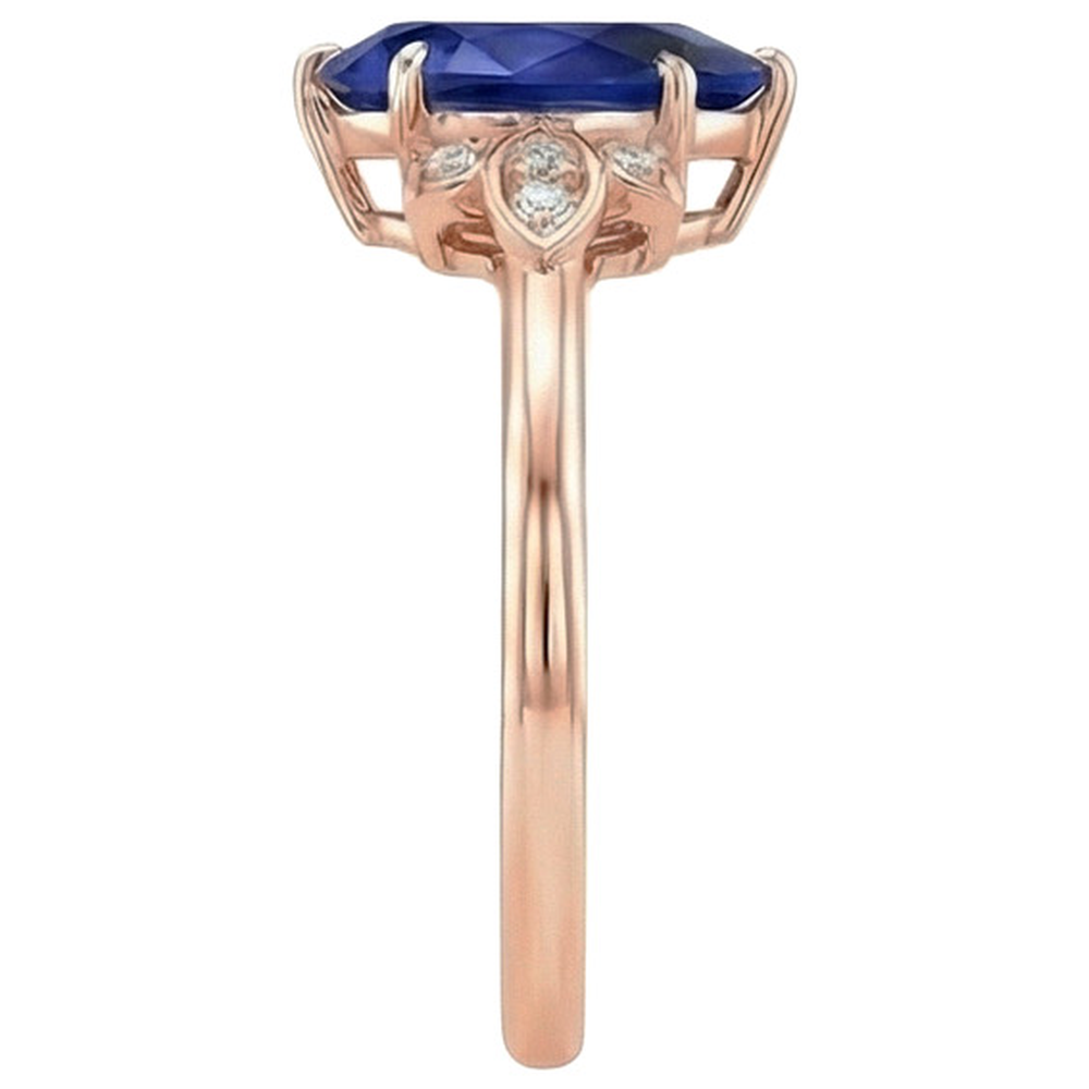 Rose Gold Natural Earth Mined Diamond ( Not Lab Grown ) Engagement Ring Pear Cut Ceylon Sapphire 7.25 Carats