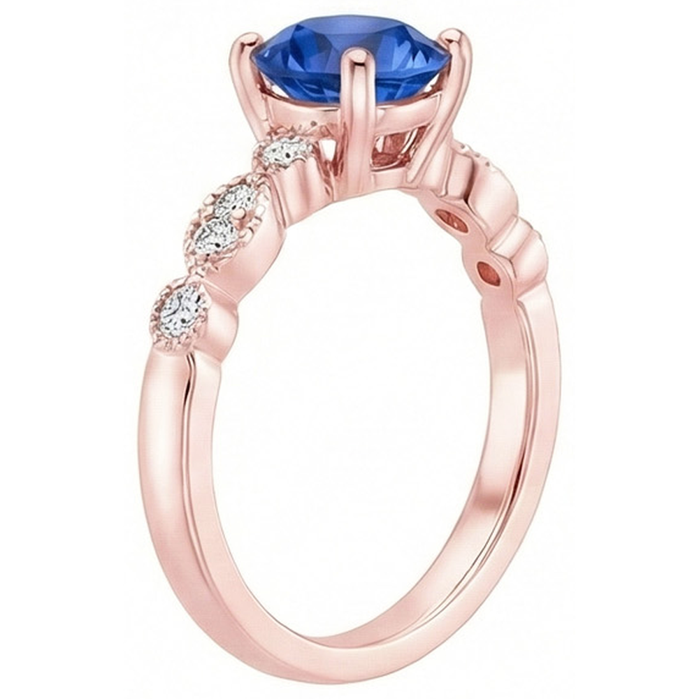 natural round sapphire 2.50ct ring top view