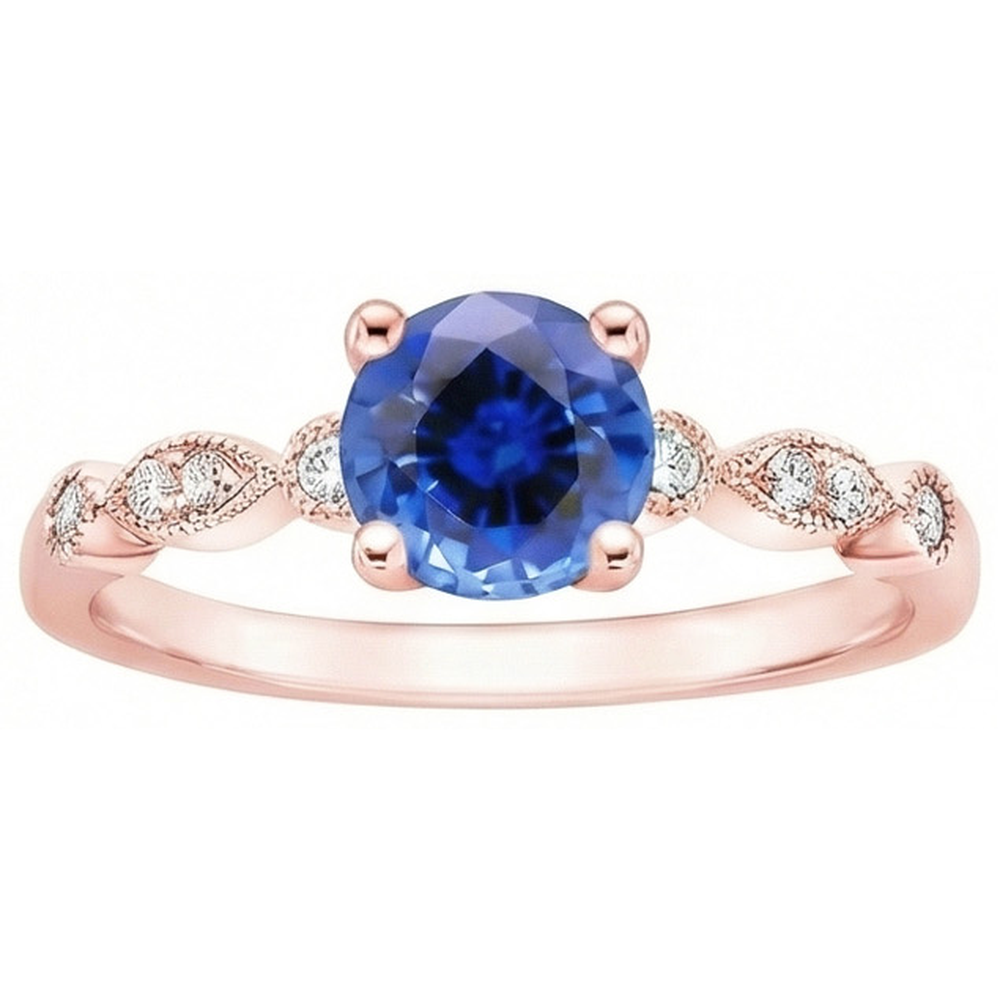 natural round sapphire 2.50ct ring close up detail