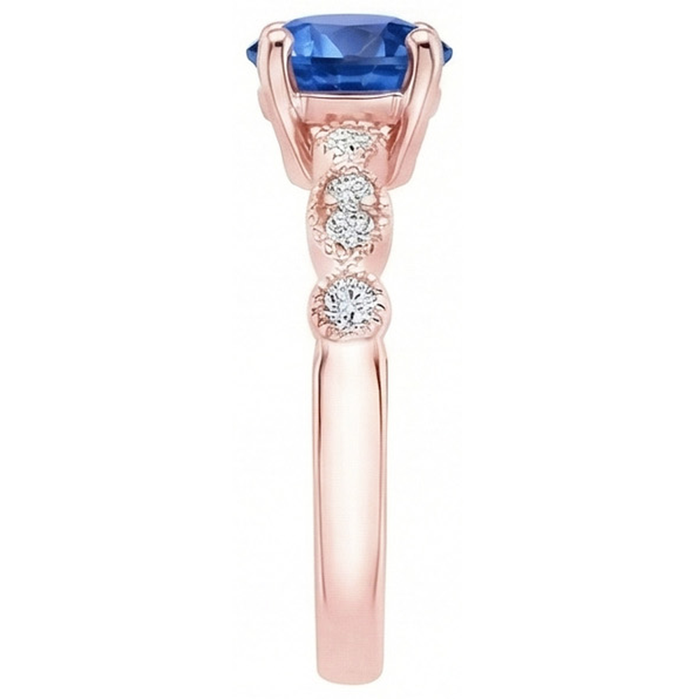 natural round sapphire 2.50ct ring profile view