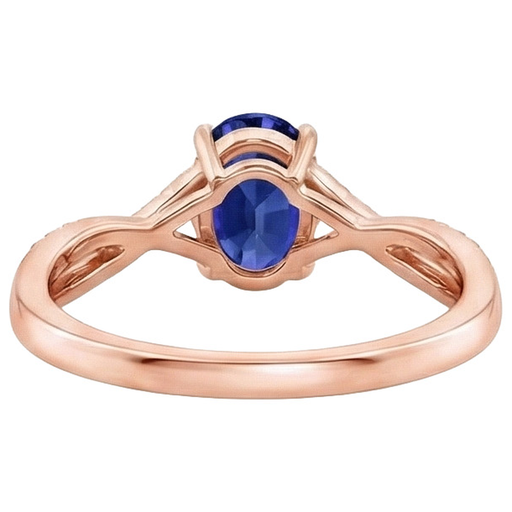 natural round sapphire 3.75ct ring on white background