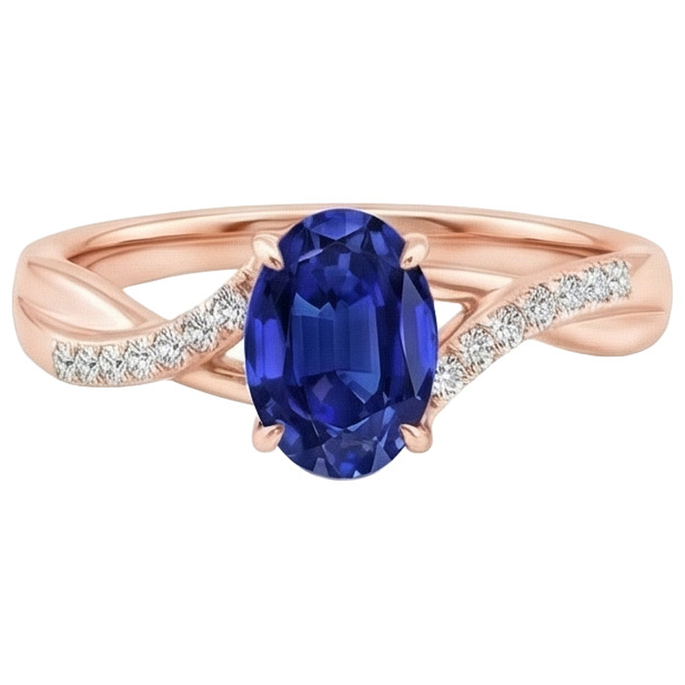 natural round sapphire 3.75ct ring side angle