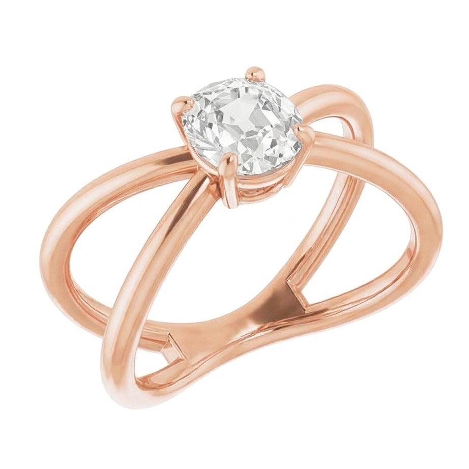 Single Stone Ring 14 Karat Rose Gold with Brilliant Diamond – angle view