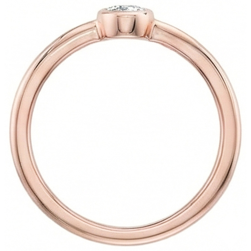 Rose Gold Pear Solitaire Old Miner Natural Earth Mined Diamond ( Not Lab Grown ) Ring Bezel Set 1 Carat