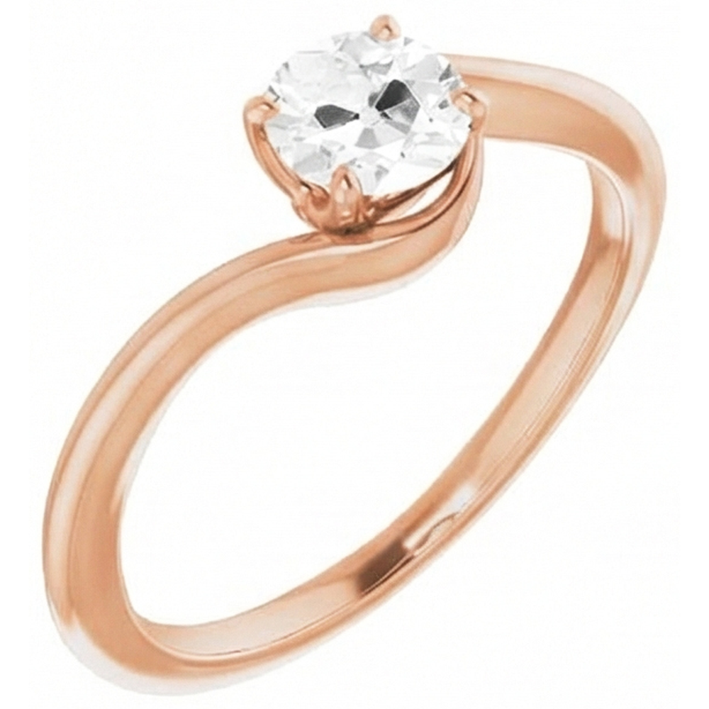 Rose Gold Round Old Mine Engagement Natural Diamond Ring 1.50 Carats