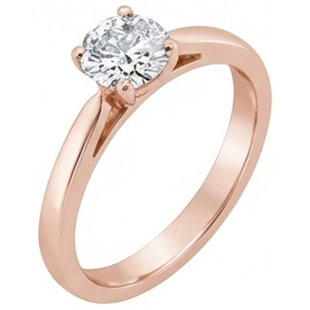Rose Gold Solitaire 1 Carat Real Natural Earth Mined Diamond ( Not Lab Grown )  Engagement Ring New 4 Prongs