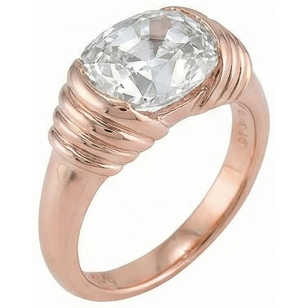 Rose Gold Solitaire Ring Cushion Old Mine Cut Real Natural Earth Mined Diamond 2.25 Carats