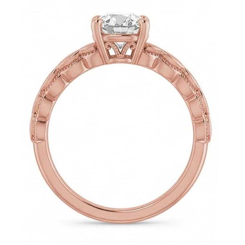 Rose Gold Solitaire Ring Real Oval Old Mine Cut Natural Earth Mined Diamond ( Not Lab Grown ) 3.25 Carats