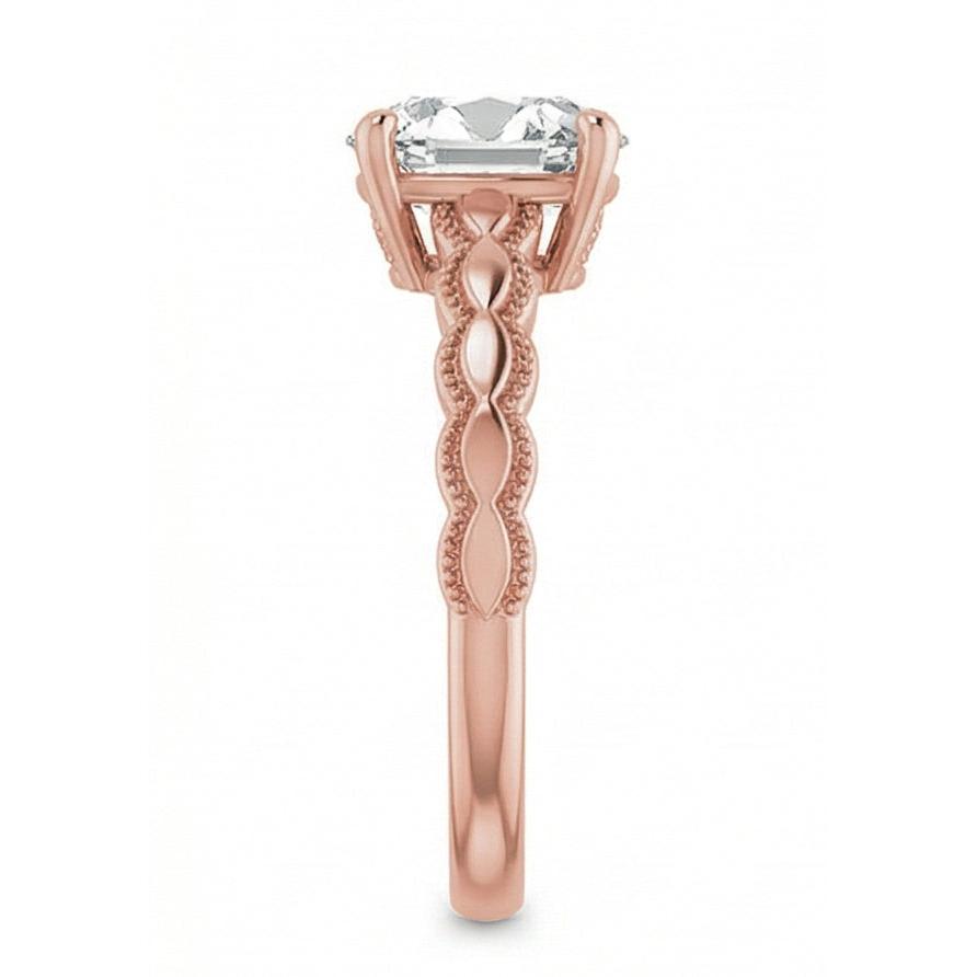 Rose Gold Solitaire Ring Real Oval Old Mine Cut Natural Earth Mined Diamond ( Not Lab Grown ) 3.25 Carats