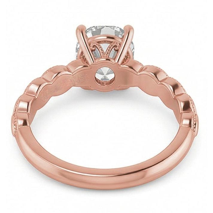 Rose Gold Solitaire Ring Real Oval Old Mine Cut Natural Earth Mined Diamond ( Not Lab Grown ) 3.25 Carats