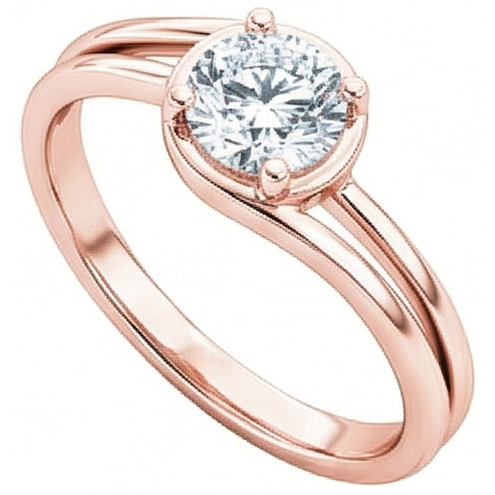 Rose Gold Solitaire Round Natural Earth Mined Diamond ( Not Lab Grown ) Engagement Ring 1.75 Ct