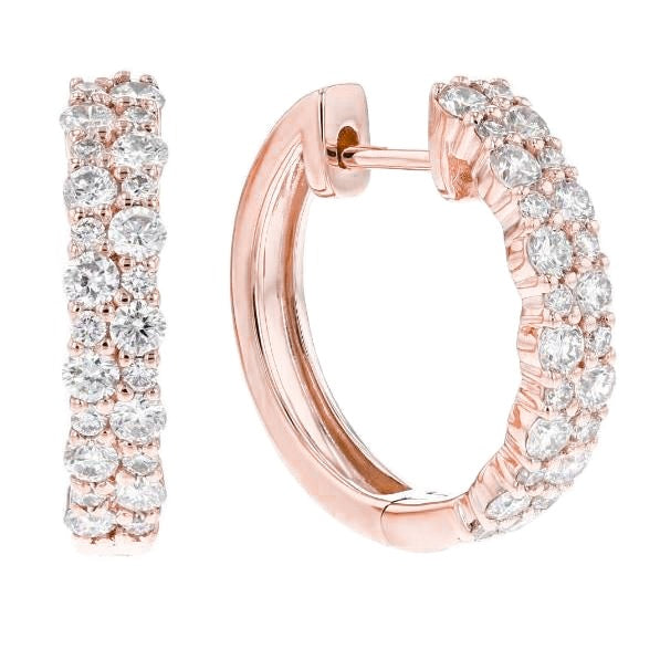 Rose Gold 14K 4.70 Carats Prong Set Real Diamonds Lady Hoop Earrings New - Hoop Earrings-harrychadent.ca