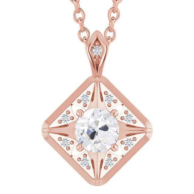 Rose Gold 14K Natural Diamond Pendant Jewelry Round Old Miner 2.50 Carats