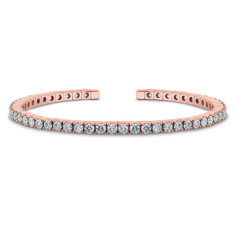 Rose Gold 14K Round Cut 7.80 Carats Real Diamonds Tennis Bracelet