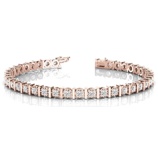 Rose Gold 14K Round Real Diamond 8 Carats Tennis Bracelet