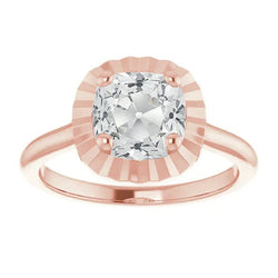 Rose Gold 4.25 Carat Real Cushion Diamond Ring