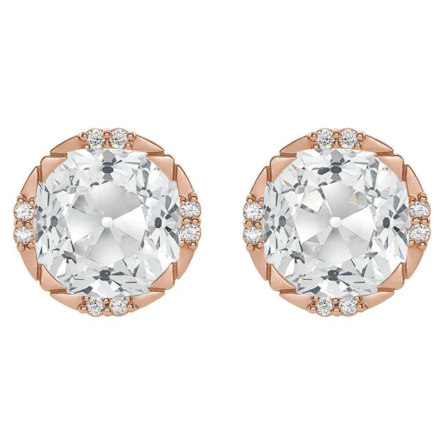 Diamond Old Mine Cut Drop Earrings in 14K Rose Gold – main view
