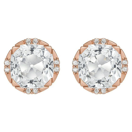 Diamond Old Mine Cut Drop Earrings in 14K Rose Gold – main view