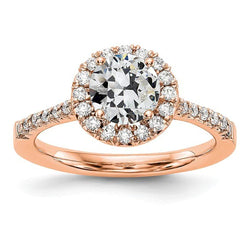 Rose Gold Halo Round Old Miner Real Diamond Ring With Accents 3 Carats