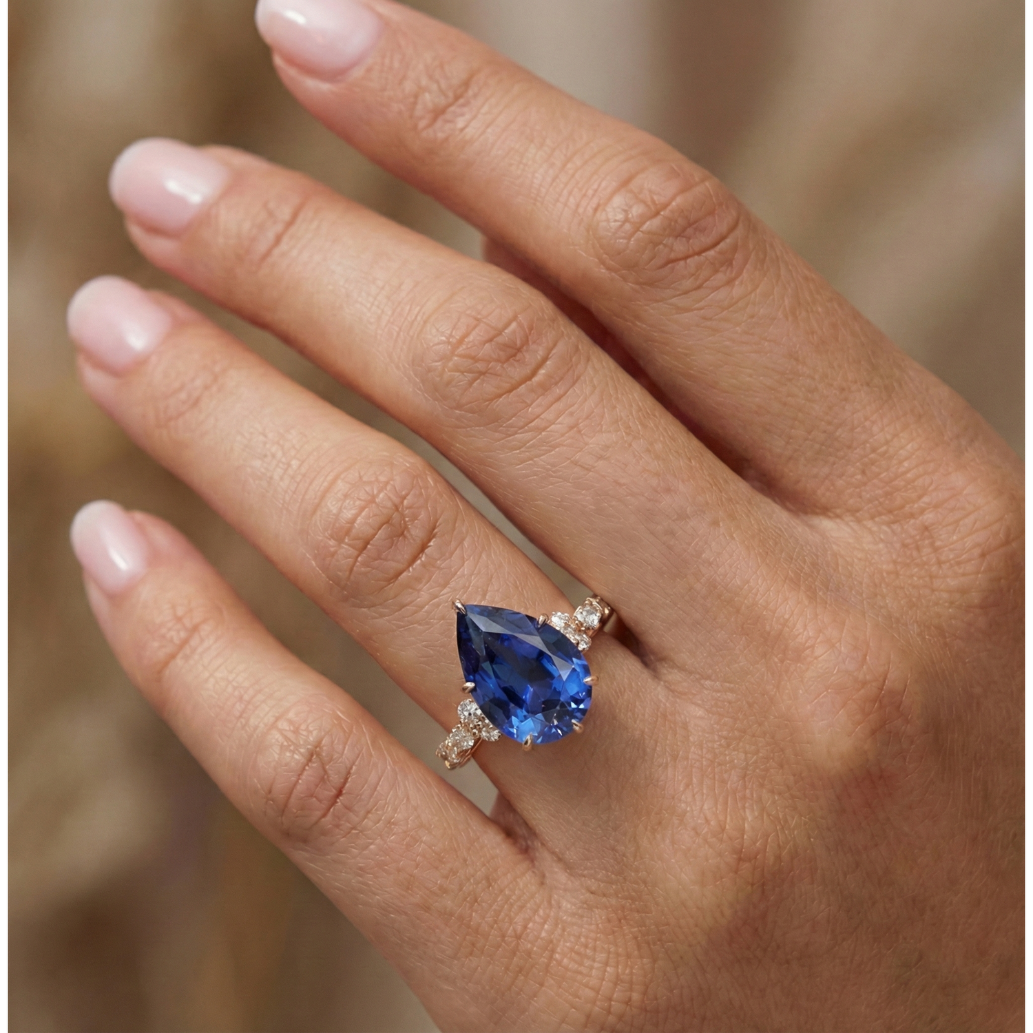 natural round sapphire 5.50ct ring with diamond accents