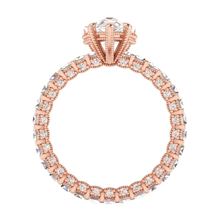 Rose Gold Pear Real Diamond Engagement Ring 5.85 Carats
