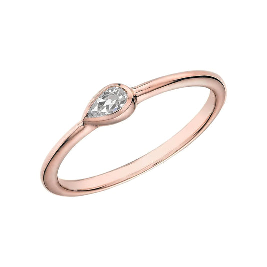Rose Gold Pear Solitaire Old Miner Natural Diamond Ring Bezel Set 1 Carat