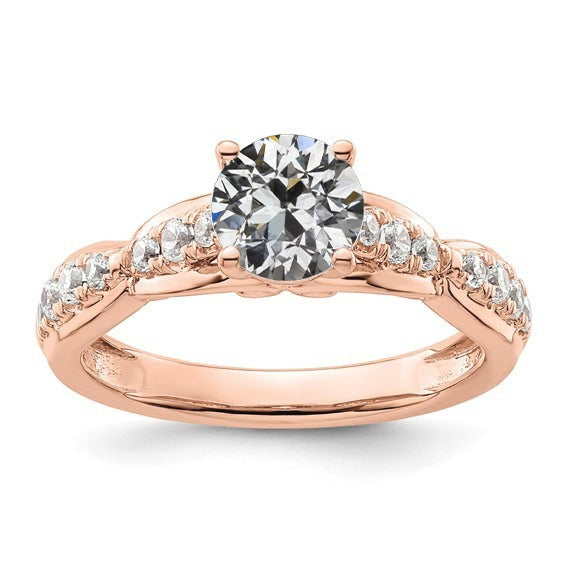 Rose Gold Round Genuine Old Miner Diamond Anniversary Ring 2 Carats - Anniversary Ring-harrychadent.ca