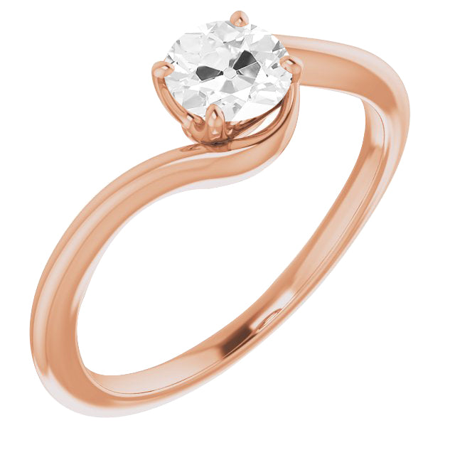 Rose Gold Round Old Mine Engagement Natural Diamond Ring 1.50 Carats